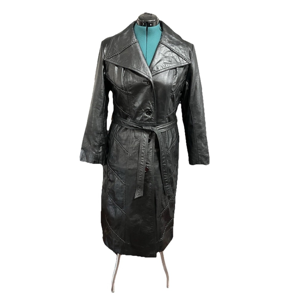 Vintage women's 70s-80's leather trench coat
